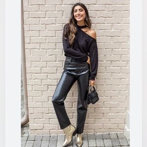 Agolde leather pants gorgeous straight leg in a smoke color. Perfect condition!